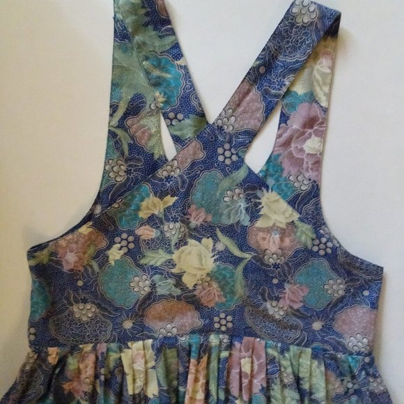 Tibetan Trader Floral Blues Cotton maxi pocket dress s - Picture 5 of 12